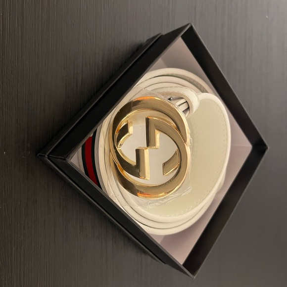 Green Red and White striped Belt with Gold Logo 42-44 men - Picture 8 of 9